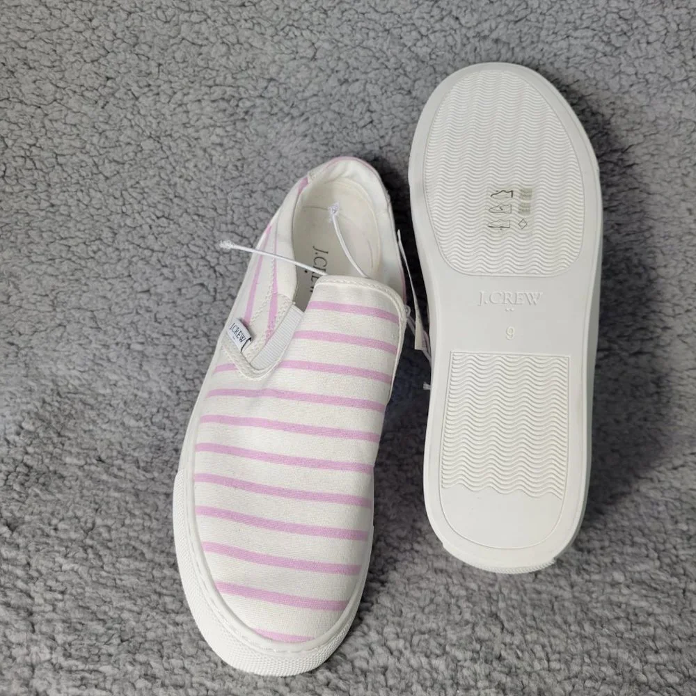 J. Crew Printed road trip slip-on sneakers Smoky Lilac-Ivory Stripe - Picture 8 of 9